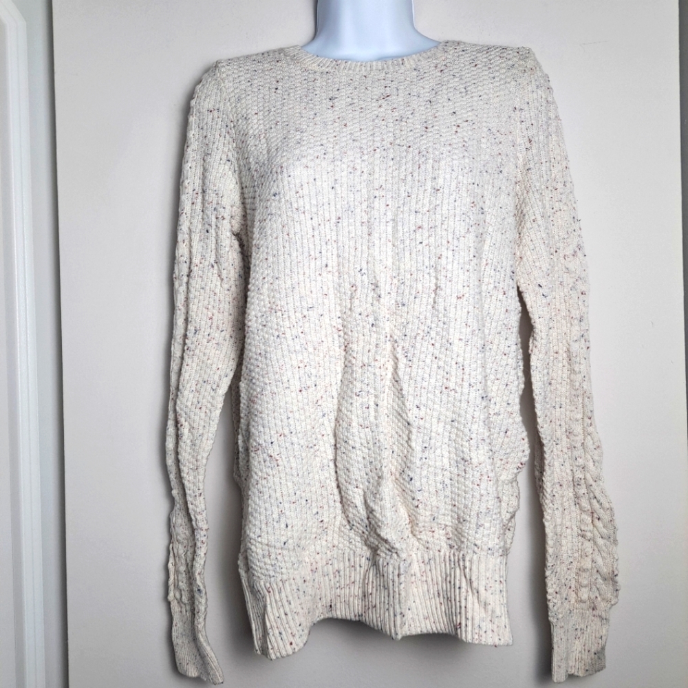 nfetti sweater cable knit sleeve crew neck sz M - Picture 5 of 6